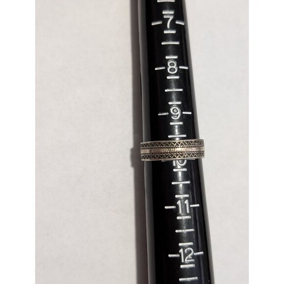 Sterling Silver 925 Vintage Style Band Ring Sz 10 Intricate Engraved Pattern - Picture 4 of 7